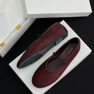 Burgundy suede flats, view 5