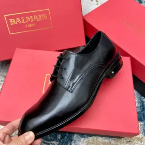 Casual black leather loafers, view 3