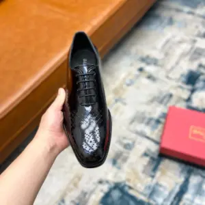 Casual black leather oxford shoes, view 5