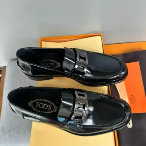 Casual black patent leather loafers, view 2