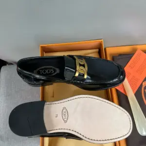 Casual black patent leather loafers, view 5