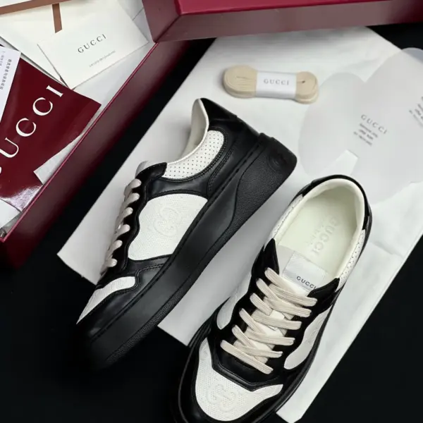 Chunky black leather sneakers, view 1