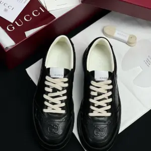 Chunky black leather sneakers, view 2