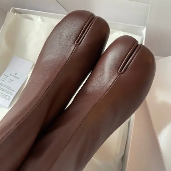 Chunky brown leather boots, view 1