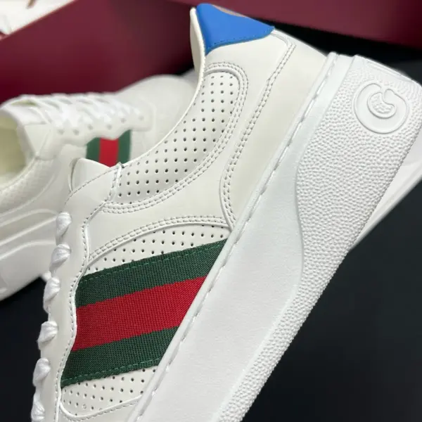 Chunky white leather sneakers, view 1