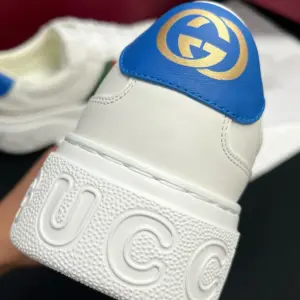 Chunky white leather sneakers, view 2