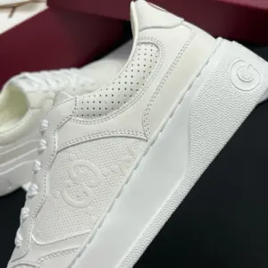 Chunky white leather sneakers, view 4