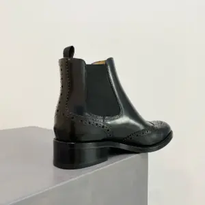 Classic black leather boots, view 3