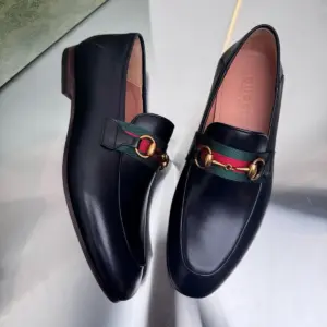 Classic black leather loafers, view 2