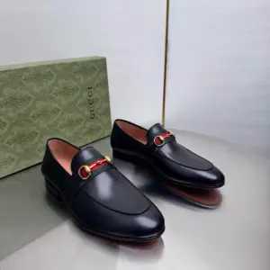Classic black leather loafers, view 4