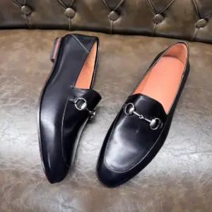 Classic black leather loafers, view 5