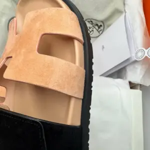 Classic grey leather sandals, view 4