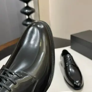 Formal black leather derby shoes, view 5