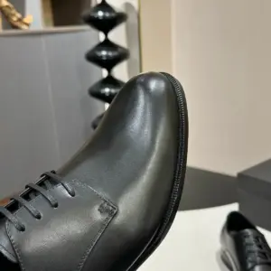 Formal black leather loafers, view 2