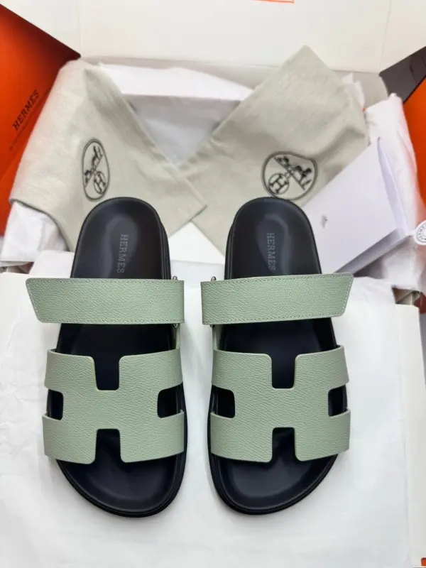 Green leather sandals, view 1