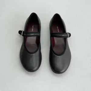 Grey leather flats, view 3