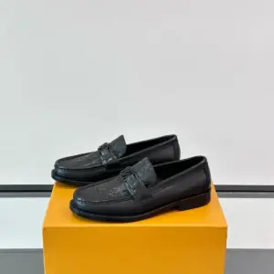 Grey leather loafers, view 3