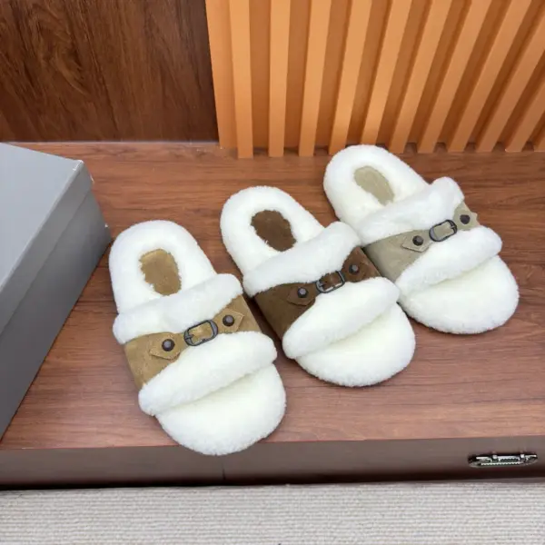 Grey leather slippers, view 1