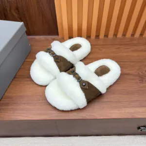 Grey leather slippers, view 2