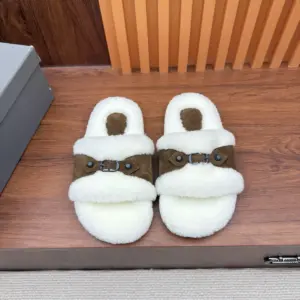 Grey leather slippers, view 5