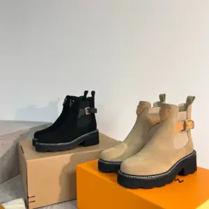 Grey suede boots, view 2