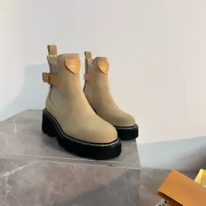 Grey suede boots, view 3
