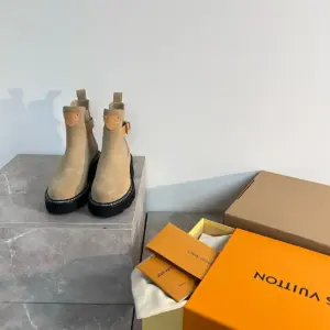 Grey suede boots, view 5