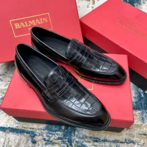 Men s Black Leather derby shoes, view 3