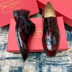 Men s Black Leather derby shoes, view 4