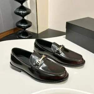 Men s Black Leather loafers, view 4