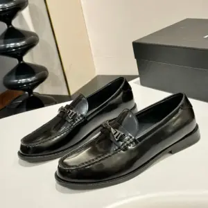 Men s Black Patent leather loafers, view 3