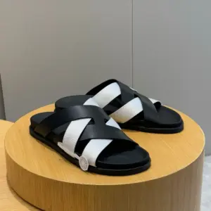Mens black leather sandals, view 2