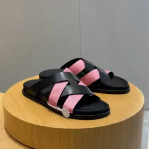 Mens black leather sandals, view 4