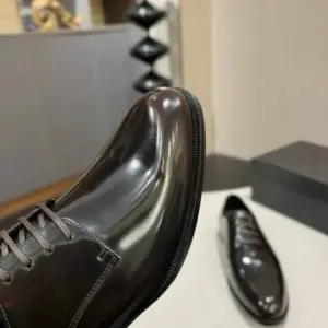 Mens black patent leather loafers, view 5
