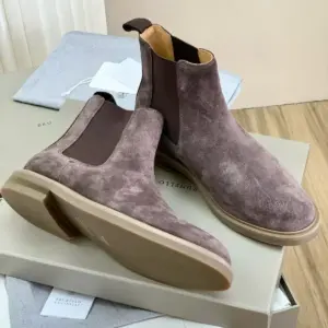 Mens brown leather boots, view 3