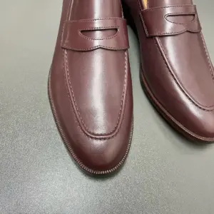 Mens brown leather loafers, view 5