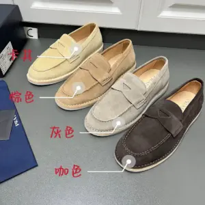 Mens brown suede loafers, view 3