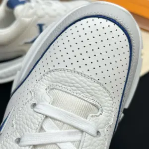Mens white leather sneakers, view 2