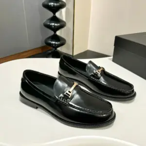 Penny black leather loafers, view 2