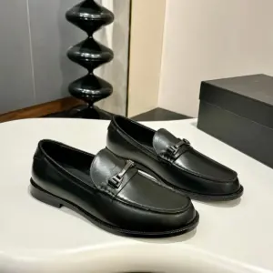 Penny black leather loafers, view 4