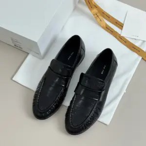 Pointed burgundy leather loafers, view 3