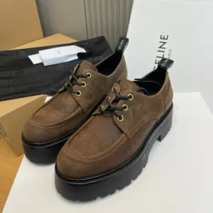 Retro black leather derby shoes, view 4