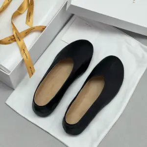 Retro brown leather flats, view 5