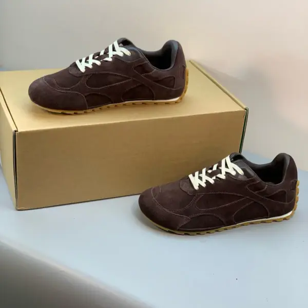 Retro brown suede sneakers, view 1