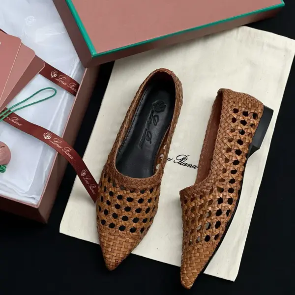 Tan leather flats, view 1