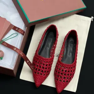 Tan leather flats, view 3