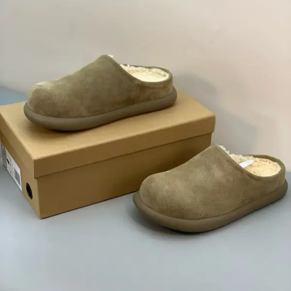 Tan suede slippers, view 1