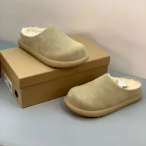 Tan suede slippers, view 3