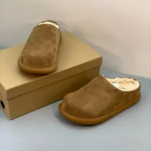 Tan suede slippers, view 4