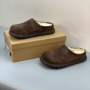 Tan suede slippers, view 5